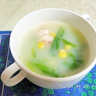 白菜とエビの中華スープ